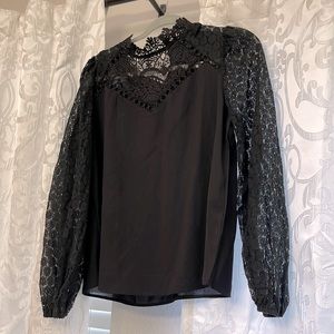 Black blouse with lace sleeves
